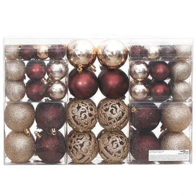 VidaXL Christmas Baubles 100 Pcs Champagne And Brown 3 / 4 / 6 Cm 5 VidaXL Christmas Baubles 100 Pcs Champagne And Brown 3 / 4 / 6 Cm - Image 3