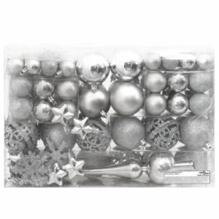 VidaXL 111 Piece Christmas Bauble Set Silver Polystyrene 22 VidaXL 111 Piece Christmas Bauble Set Silver Polystyrene -Deals Vidaxl Store image 3 356111