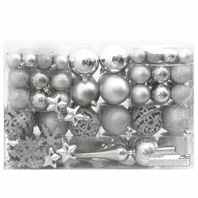 VidaXL 111 Piece Christmas Bauble Set Silver Polystyrene 5 VidaXL 111 Piece Christmas Bauble Set Silver Polystyrene - Image 3