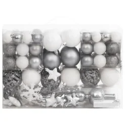 VidaXL 111 Piece Christmas Bauble Set White And Grey Polystyrene -Deals Vidaxl Store image 3 356113