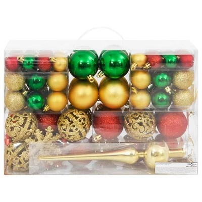 VidaXL 112 Piece Christmas Bauble Set Red / Green / Gold Polystyrene 5 VidaXL 112 Piece Christmas Bauble Set Red / Green / Gold Polystyrene - Image 3