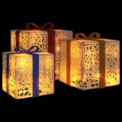 VidaXL Lighted Christmas Boxes 3 Pcs 64 LEDs Warm White -Deals Vidaxl Store image 3 356244