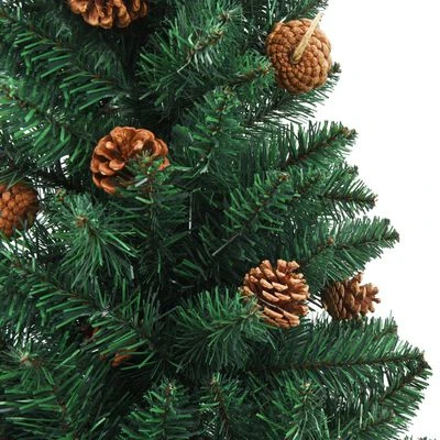 VidaXL Slim Christmas Tree With Real Wood And Cones Green 150 Cm PVC 6 VidaXL Slim Christmas Tree With Real Wood And Cones Green 150 Cm PVC - Image 4
