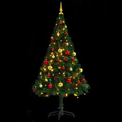 VidaXL Artificial Pre-lit Christmas Tree With Baubles Green 150 Cm 6 VidaXL Artificial Pre-lit Christmas Tree With Baubles Green 150 Cm - Image 4