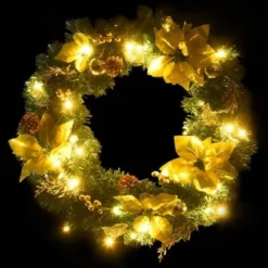 VidaXL Christmas Wreath With LED Lights Green 60 Cm PVC 14 VidaXL Christmas Wreath With LED Lights Green 60 Cm PVC -Deals Vidaxl Store image 4 321515