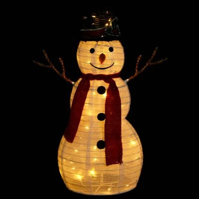 VidaXL Decorative Christmas Snowman Figure With LED Luxury Fabric 60cm 6 VidaXL Decorative Christmas Snowman Figure With LED Luxury Fabric 60cm - Image 4