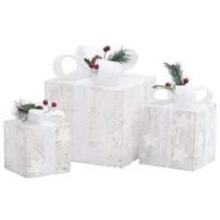 VidaXL Decorative Christmas Gift Boxes 3 Pcs White Outdoor Indoor -Deals Vidaxl Store image 4 329766