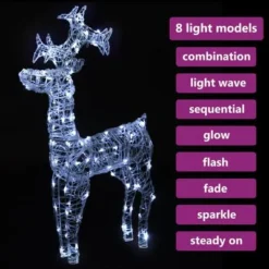 VidaXL Reindeer Christmas Decoration 90 LEDs 60x16x100 Cm Acrylic -Deals Vidaxl Store image 4 329778