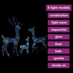 VidaXL Acrylic Reindeer Family Christmas Decoration 300 LED Cold White -Deals Vidaxl Store image 4 329794
