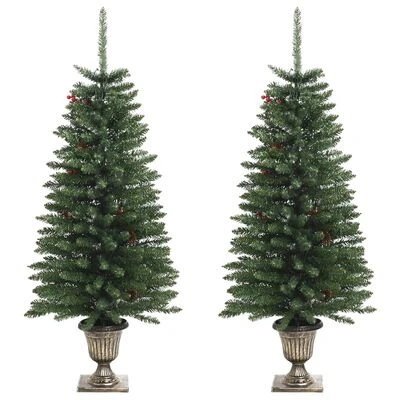 VidaXL Artificial Christmas Trees 2 Pcs With Wreath, Garland And LEDs 6 VidaXL Artificial Christmas Trees 2 Pcs With Wreath, Garland And LEDs - Image 4