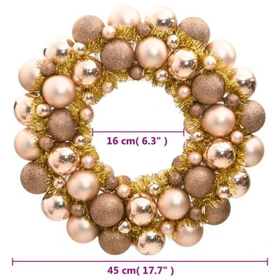 VidaXL Christmas Wreath Rose Gold 45 Cm Polystyrene 6 VidaXL Christmas Wreath Rose Gold 45 Cm Polystyrene - Image 4