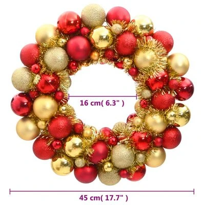 VidaXL Christmas Wreath Red And Gold 45 Cm Polystyrene 6 VidaXL Christmas Wreath Red And Gold 45 Cm Polystyrene - Image 4