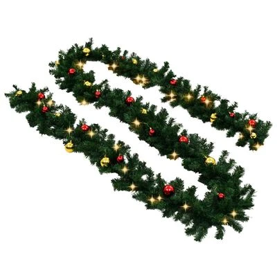 VidaXL Christmas Garland With Baubles And LED Lights Green 10 M PVC 7 VidaXL Christmas Garland With Baubles And LED Lights Green 10 M PVC - Image 5
