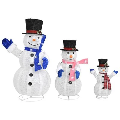 VidaXL Decorative Christmas Snowman Family Figures With LED Luxury Fabric 7 VidaXL Decorative Christmas Snowman Family Figures With LED Luxury Fabric - Image 5