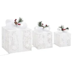 VidaXL Decorative Christmas Gift Boxes 3 Pcs White Outdoor Indoor -Deals Vidaxl Store image 5 329766