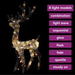 VidaXL Acrylic Reindeer Christmas Decoration 140 LEDs 120cm Colourful -Deals Vidaxl Store image 5 329784