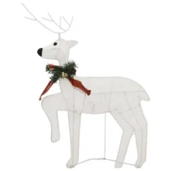 VidaXL Reindeer & Sleigh Christmas Decoration 60 LEDs Outdoor White -Deals Vidaxl Store image 5 342682