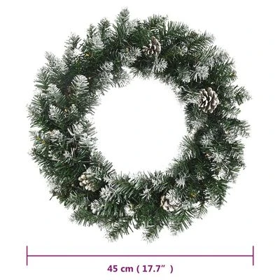 VidaXL Christmas Wreath With LED Lights Green 45 Cm PVC 7 VidaXL Christmas Wreath With LED Lights Green 45 Cm PVC - Image 5