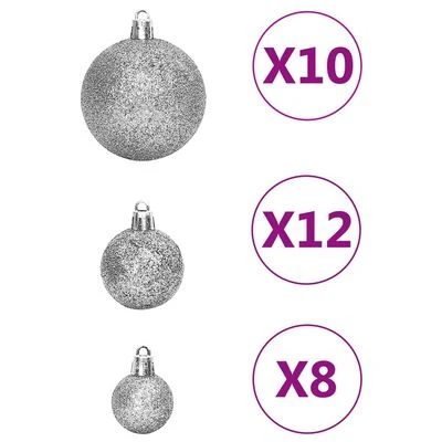 VidaXL 111 Piece Christmas Bauble Set Silver Polystyrene 7 VidaXL 111 Piece Christmas Bauble Set Silver Polystyrene - Image 5
