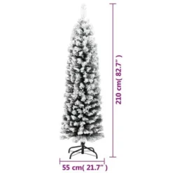 VidaXL Slim Artificial Christmas Tree With Flocked Snow Green 210 Cm PVC -Deals Vidaxl Store image 6 320955