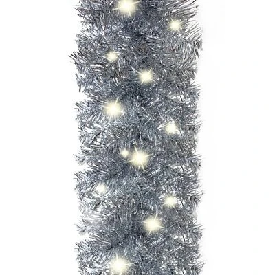 VidaXL Christmas Garland With LED Lights 10 M Silver 8 VidaXL Christmas Garland With LED Lights 10 M Silver - Image 6