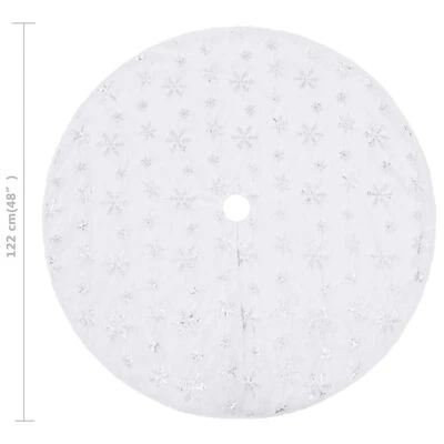 VidaXL Luxury Christmas Tree Skirt White 122 Cm Faux 8 VidaXL Luxury Christmas Tree Skirt White 122 Cm Faux - Image 6