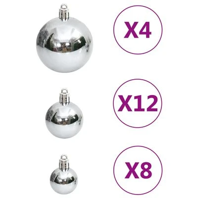 VidaXL 111 Piece Christmas Bauble Set Silver Polystyrene 8 VidaXL 111 Piece Christmas Bauble Set Silver Polystyrene - Image 6
