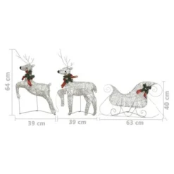 VidaXL Reindeer Sleigh Christmas Decoration 60 LEDs Outdoor Gold -Deals Vidaxl Store image 7 289977