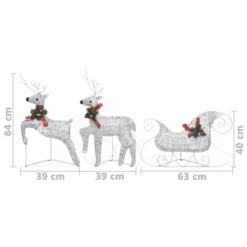 VidaXL Reindeer & Sleigh Christmas Decoration 60 LEDs Outdoor Silver 17 VidaXL Reindeer & Sleigh Christmas Decoration 60 LEDs Outdoor Silver -Deals Vidaxl Store image 7 289978
