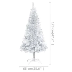 VidaXL Artificial Pre-lit Christmas Tree With Stand Silver 120 Cm PET -Deals Vidaxl Store image 7 3077436