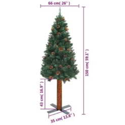 VidaXL Slim Christmas Tree With Real Wood And Cones Green 150 Cm PVC 15 VidaXL Slim Christmas Tree With Real Wood And Cones Green 150 Cm PVC -Deals Vidaxl Store image 7 320957