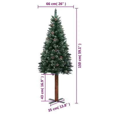 VidaXL Slim Christmas Tree With Real Wood And White Snow Green 150 Cm 9 VidaXL Slim Christmas Tree With Real Wood And White Snow Green 150 Cm - Image 7