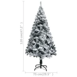 VidaXL Artificial Christmas Tree With Flocked Snow Green 120 Cm PVC -Deals Vidaxl Store image 7 328481