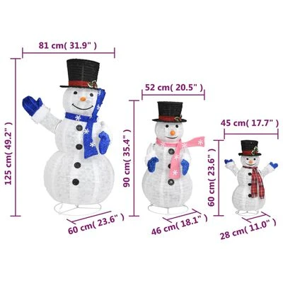 VidaXL Decorative Christmas Snowman Family Figures With LED Luxury Fabric 9 VidaXL Decorative Christmas Snowman Family Figures With LED Luxury Fabric - Image 7