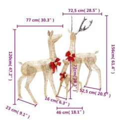 VidaXL Reindeer Family Christmas Decoration Gold 201 LEDs -Deals Vidaxl Store image 7 329770