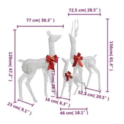 VidaXL Reindeer Family Christmas Decoration White And Silver 201 LEDs -Deals Vidaxl Store image 7 329771