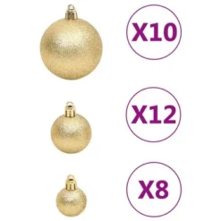 VidaXL 111 Piece Christmas Bauble Set Gold Polystyrene -Deals Vidaxl Store image 7 356109