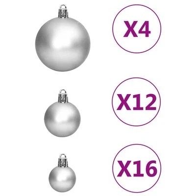 VidaXL 111 Piece Christmas Bauble Set Silver Polystyrene 9 VidaXL 111 Piece Christmas Bauble Set Silver Polystyrene - Image 7