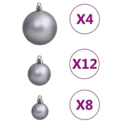 VidaXL 111 Piece Christmas Bauble Set White And Grey Polystyrene -Deals Vidaxl Store image 7 356113