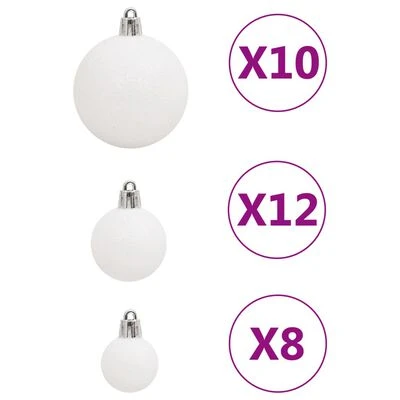 VidaXL 111 Piece Christmas Bauble Set White Polystyrene 9 VidaXL 111 Piece Christmas Bauble Set White Polystyrene - Image 7