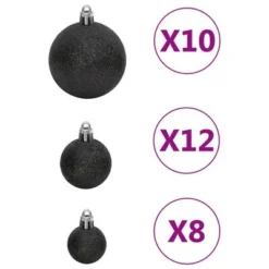 VidaXL 111 Piece Christmas Bauble Set Black Polystyrene -Deals Vidaxl Store image 7 356116