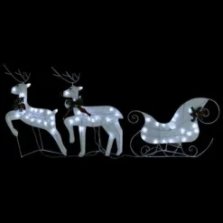 VidaXL Reindeer & Sleigh Christmas Decoration 60 LEDs Outdoor White -Deals Vidaxl Store image 8 342682