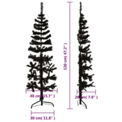 VidaXL Slim Artificial Half Christmas Tree With Stand Black 120 Cm 21 VidaXL Slim Artificial Half Christmas Tree With Stand Black 120 Cm -Deals Vidaxl Store image 8 344574