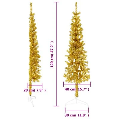 VidaXL Slim Artificial Half Christmas Tree With Stand Gold 120 Cm 10 VidaXL Slim Artificial Half Christmas Tree With Stand Gold 120 Cm - Image 8
