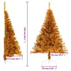 VidaXL Artificial Half Christmas Tree With Stand Gold 150 Cm PET -Deals Vidaxl Store image 8 344691