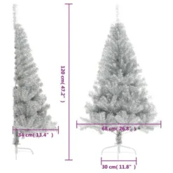 VidaXL Artificial Half Christmas Tree With Stand Silver 120 Cm PET 24 VidaXL Artificial Half Christmas Tree With Stand Silver 120 Cm PET -Deals Vidaxl Store image 8 344695