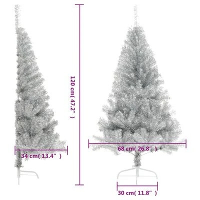VidaXL Artificial Half Christmas Tree With Stand Silver 120 Cm PET 10 VidaXL Artificial Half Christmas Tree With Stand Silver 120 Cm PET - Image 8