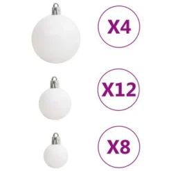 VidaXL 111 Piece Christmas Bauble Set White And Grey Polystyrene -Deals Vidaxl Store image 8 356113