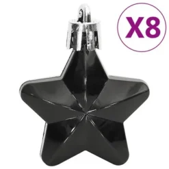 VidaXL 111 Piece Christmas Bauble Set Black Polystyrene -Deals Vidaxl Store image 8 356116