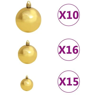 VidaXL Artificial Pre-lit Christmas Tree With Ball Set Gold 210 Cm PET 11 VidaXL Artificial Pre-lit Christmas Tree With Ball Set Gold 210 Cm PET - Image 9